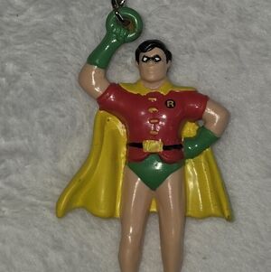 Vintage Robin Superhero Keychain with Yellow Cape